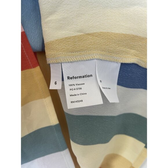 Reformation Lindsay Multicolor Rainbow Striped Sleeveless Camisole Dress Size 6 - Picture 5 of 8